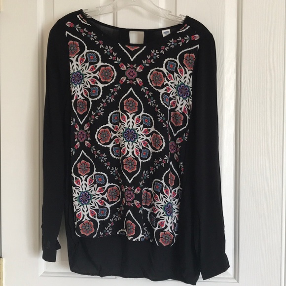 Old Navy Tops - old navy black floral long sleeve top